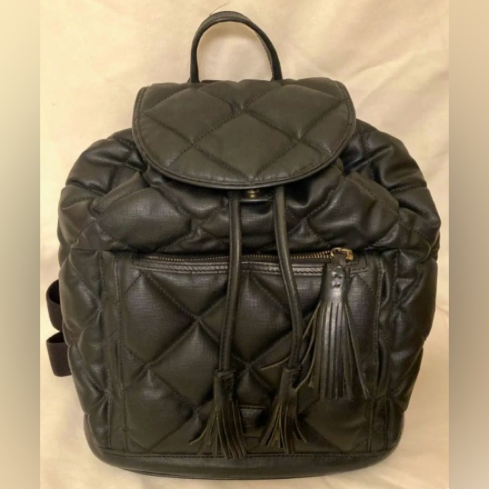 Dooney & Bourke Black Quilted Red Interior Large Backpack Purse Tote Satchel